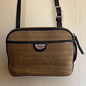 Brighton Tan and Black Woven Crossbody Bag